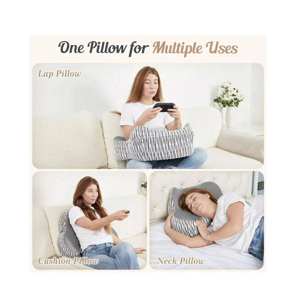 DONAMA Reading Pillow for Gaming, Lap Desk Pillow for Laptop, Portable Soft